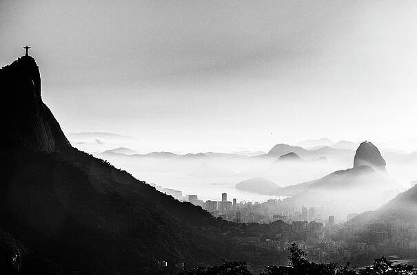 Wall Art featuring the digital art Cityscape With Corcovado, Brazil #4 by Antonino Bartuccio