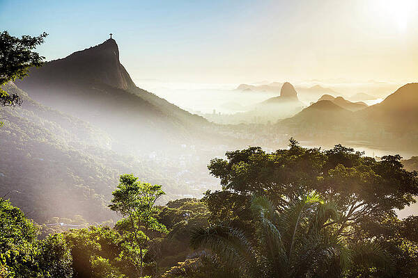 Wall Art featuring the digital art Cityscape With Sugar Loaf, Brazil #4 by Antonino Bartuccio