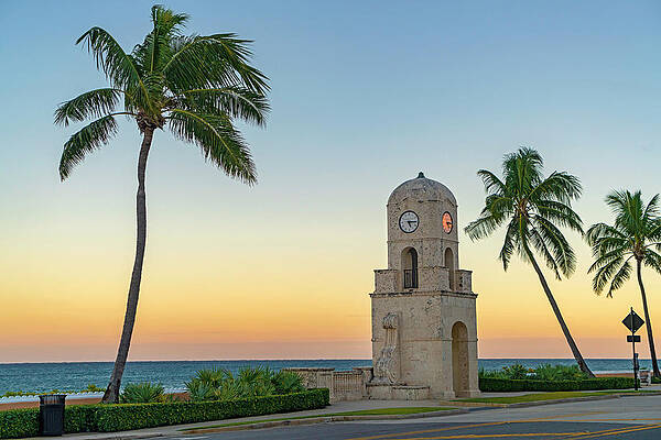 Outdoor Digital Art - Clock Tower In Palm Beach #4 by Laura Zeid