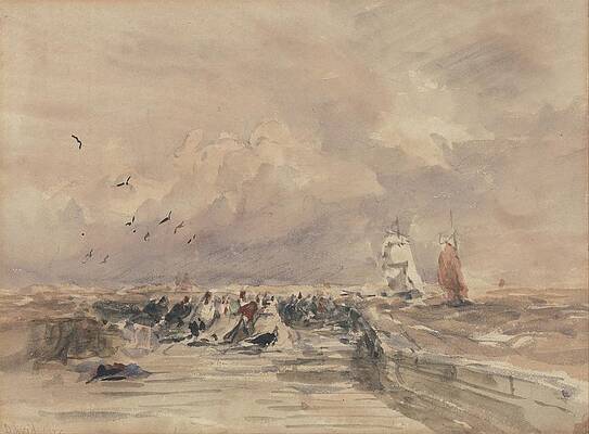 David Cox Painting - Dieppe Pier, Stiff Breeze by David Cox