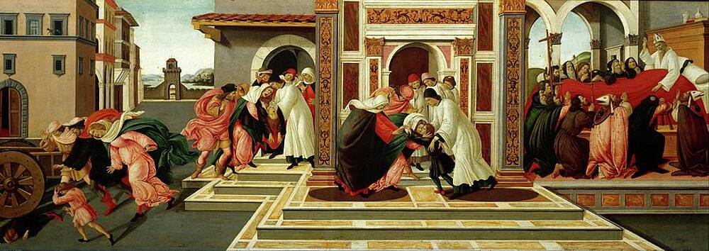 Religion Wall Art featuring the painting Last Miracle And The Death Of St. Zenobius by Sandro Botticelli