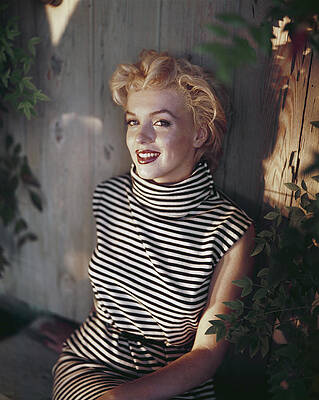 Marilyn Monroe in Striped Dress Wall Art