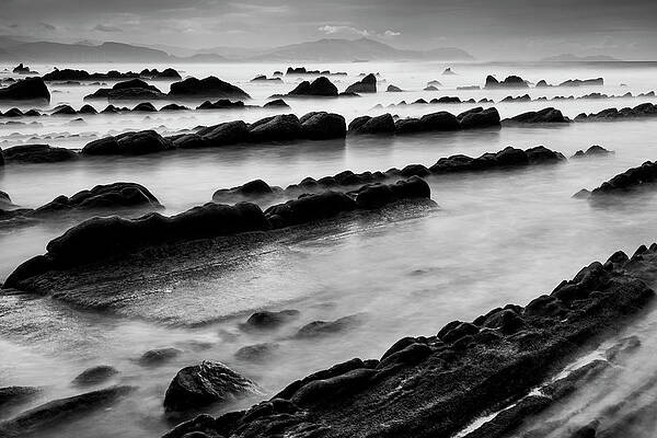 Foggy Wall Art featuring the digital art Rocky Coastline #4 by Olimpio Fantuz