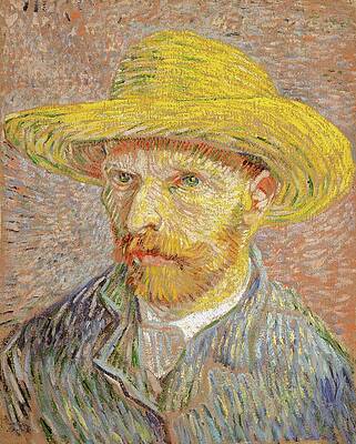 Yellow Wall Art featuring the painting Self-portrait With A Straw Hat by Vincent Van Gogh