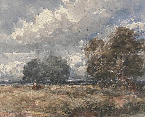 David Cox Painting - Shepherding The Flock, Windy Day by David Cox