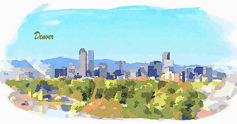 Sky Photograph - Skyline Of Denver Downtown With Rocky Mountains #4 by Miroslav Liska