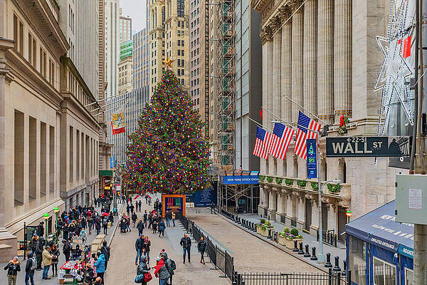 Big Wall Art featuring the digital art Stock Exchange, Wall Street Nyc #4 by Lumiere