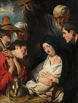 Religion Wall Art featuring the painting The Adoration Of The Shepherds by Jacob Jordaens