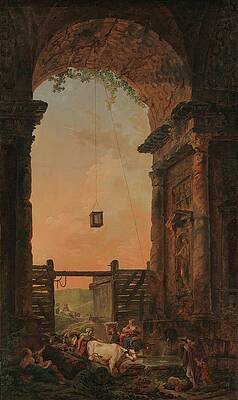 Hubert Robert Painting - The Return Of The Cattle by Hubert Robert