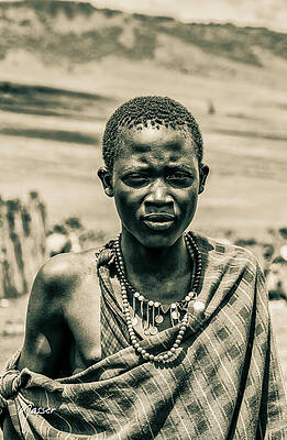Tanzania Wall Art featuring the photograph Portrait Young Maasai Ngorongoro Tanzania 4300 by Neptune Images