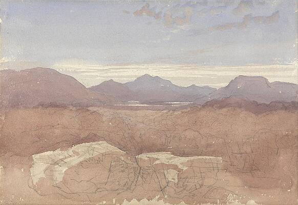 David Cox Painting - A Mountainous View, North Wales by David Cox