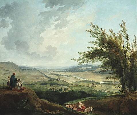 Hubert Robert Painting - An Extensive Landscape Near Paris by Hubert Robert