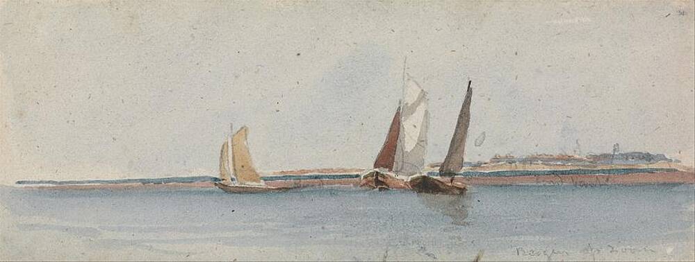 Bergen Op Zoom Coastline with Sailboats Painting