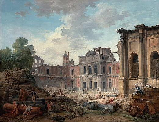 Hubert Robert Painting - Demolition Of The Chateau Of Meudon by Hubert Robert