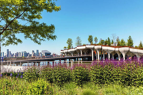 U S Wall Art featuring the digital art New York City, Manhattan, Little Island, Pier 55 At Hudson River Park Hudson River Greenway #5 by Lumiere