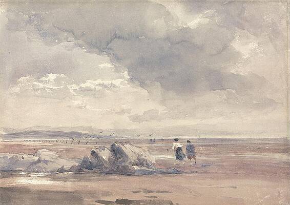 David Cox Painting - On Lancaster Sands, Low Tide by David Cox