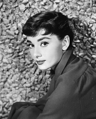 Audrey Hepburn in Grayscale Portrait Wall Art
