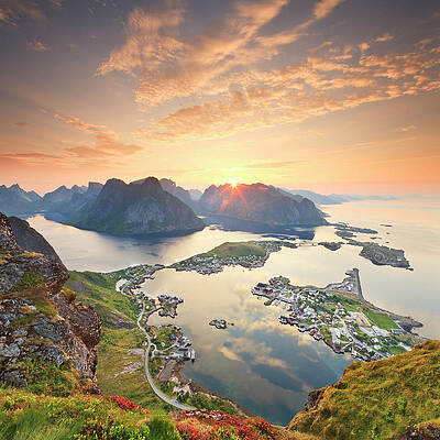 Beautiful Wall Art featuring the digital art Reine Village, Nordland, Norway #5 by Luigi Vaccarella