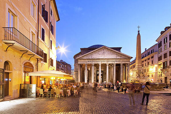 Fountain Wall Art featuring the digital art Rome, Pantheon, Italy #5 by Luigi Vaccarella