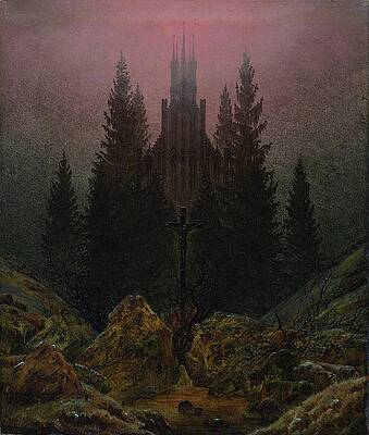 Mountain Cross and Gothic Architecture Wall Art