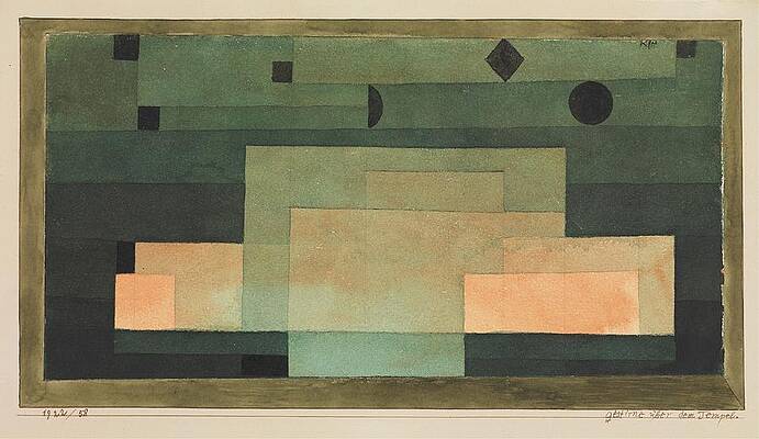Yellow Wall Art featuring the painting The Firmament Above The Temple by Paul Klee