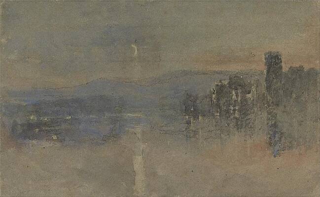 David Cox Painting - Moonlight Landscape by David Cox