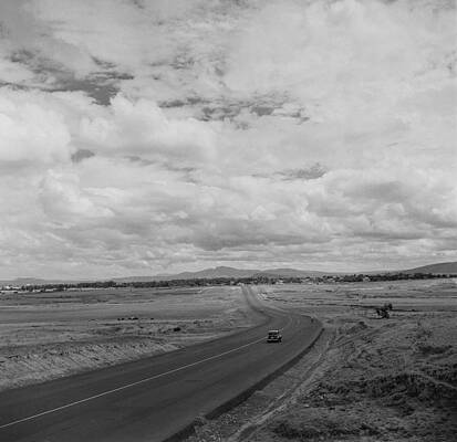 Lonely Car on Open Highway Wall Art