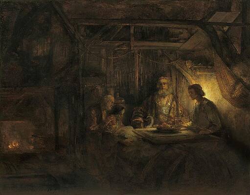 17th Century Painting - Philemon And Baucis by Rembrandt Van Rijn