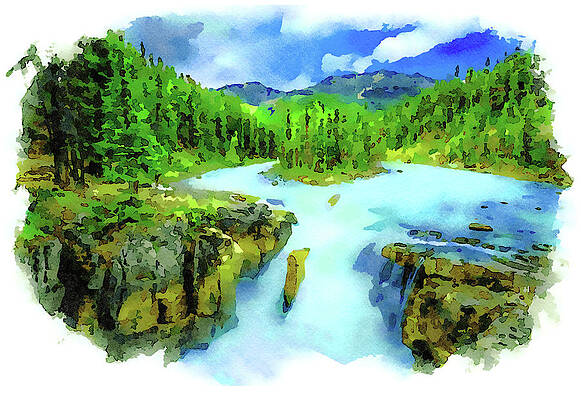 Summer Painting - Sunwapta Falls In Jasper National Park, Canada #6 by Miroslav Liska