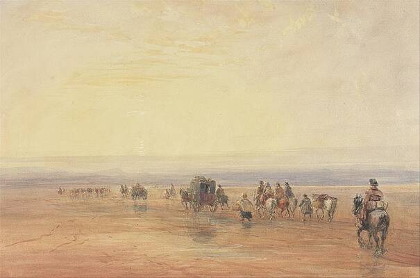 David Cox Painting - Crossing Lancaster Sands by David Cox