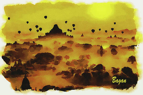 Architecture Painting - Scenic Sunrise Above Bagan In Myanmar #7 by Miroslav Liska