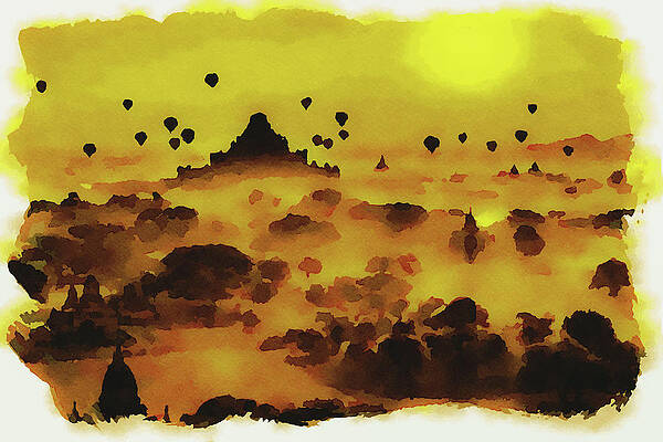 Architecture Painting - Scenic Sunrise Above Bagan In Myanmar #8 by Miroslav Liska