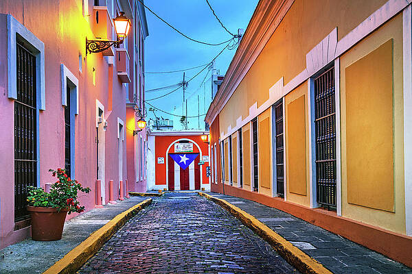 Lamp Wall Art featuring the digital art Streets, Old San Juan, Puerto Rico #8 by Claudia Uripos