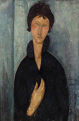 Expressionism Wall Art featuring the painting Woman With Blue Eyes by Amedeo Modigliani