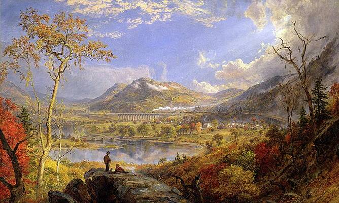 Starrucca Viaduct in Autumnal Landscape Wall Art