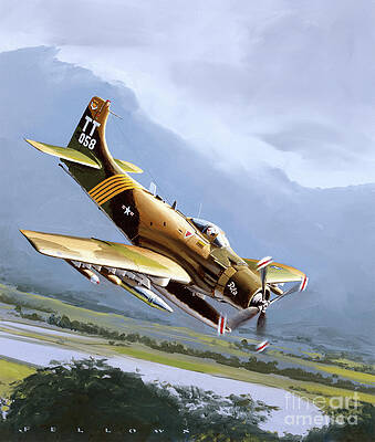 Engine Painting - Douglas A-1J Skyraider by Jack Fellows