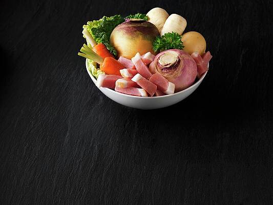 A Bowl Of Fresh Vegetables With Bacon Print