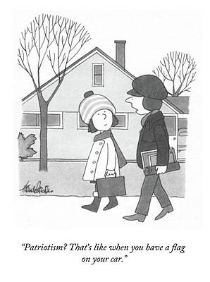 American Flag Wall Art featuring the drawing A Flag On Your Car by JB Handelsman