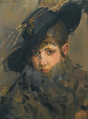 Woman in Fur and Hat Painting