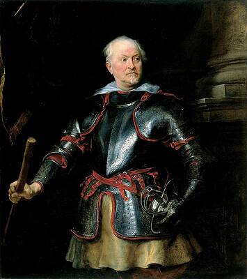 17th Century Painting - A Man In Armour by Anthony Van Dyck