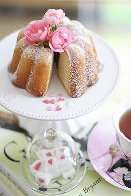 A Mini Bundt Cake And A Cup Of Tea Print