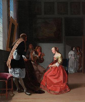 17th Century Painting - A Musical Company by Jacob Ochtervelt