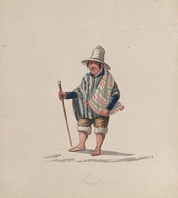 Peruvian Man in Traditional Clothing Painting