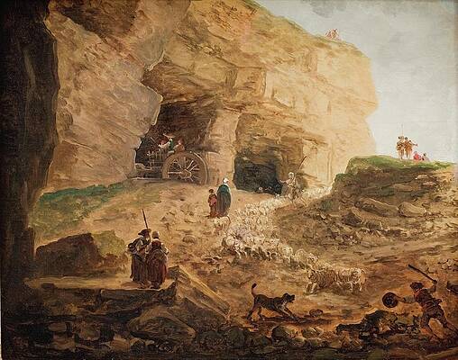 Hubert Robert Painting - A Quarry With A Flock Of Sheep by Hubert Robert