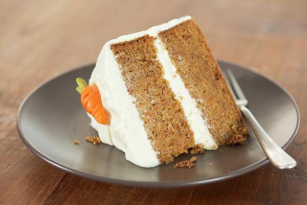 A Slice Of Carrot Cake With Cream Cheese Icing Usa Print
