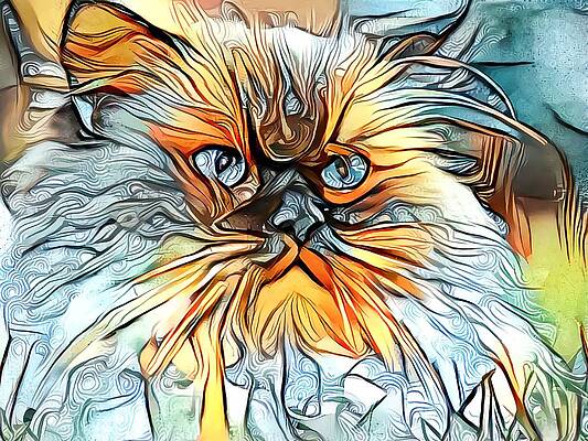 Happy Digital Art - Abstract Orange Himmy Cat by Don Northup