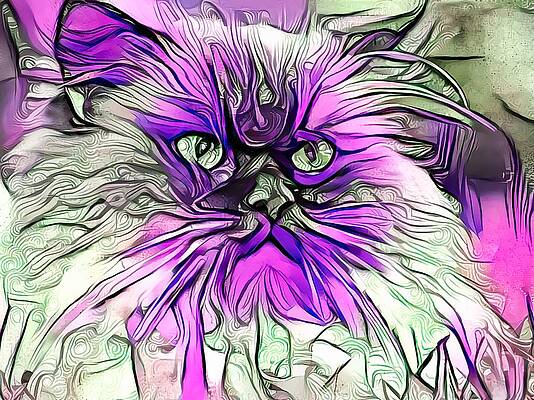 Happy Digital Art - Abstract Purple Himmy Cat by Don Northup