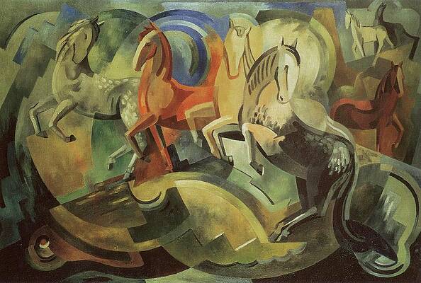 Dynamic Abstract Horses Wall Art