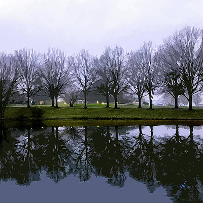 Reflection Wall Art featuring the digital art Across The Pond by Gina Harrison