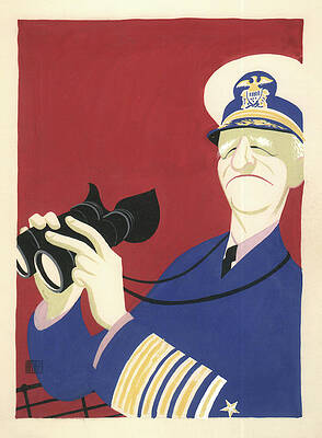 Caricature Wall Art featuring the drawing Admiral Chester Nimitz by Al Hirschfeld